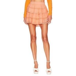 LoveShackFancy Tiered Marigold Orange Ruffle Mini Skirt Size M